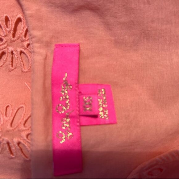Lilly Pulitzer Astara Pom-pom Top Peach Flamingo size XXS coastal boho resort - Picture 5 of 5